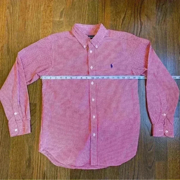 Ralph Lauren Boys Red Gingham Preppy Button Up Shirt Size L - Picture 3 of 6